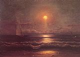 Sailing Canvas Paintings - Sailing by Moonlight